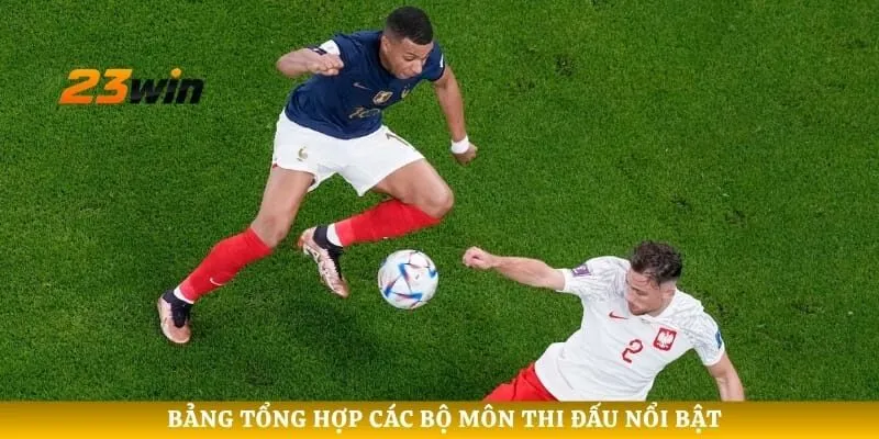 Bảng tổng hợp các bộ môn thi đấu nổi bật 